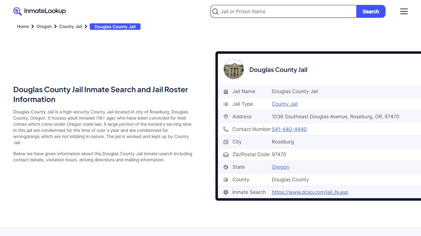 Douglas County Jail Inmate Search - Roseburg Oregon - Inmate Lookup